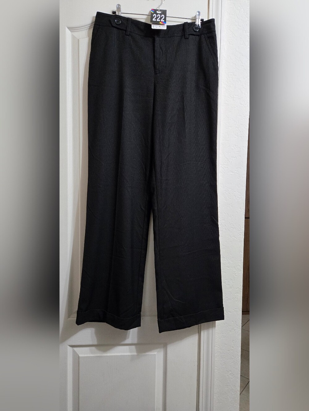 #222 Pre-Loved Merona Wide Leg Striped Cuffed Trouser Pants